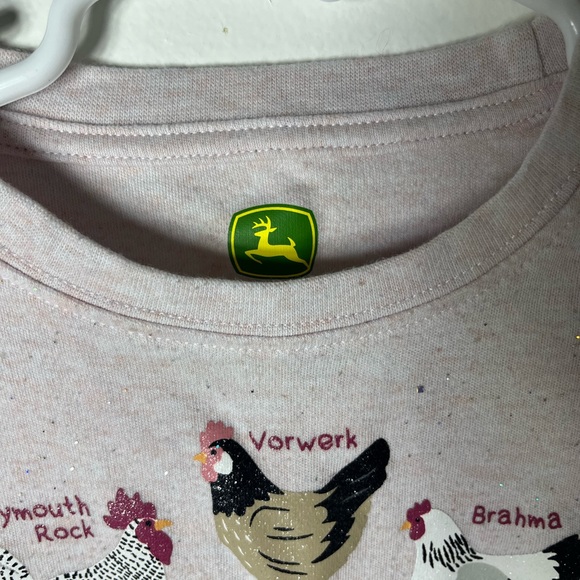 John Deere Toddler Girls Chicken Graphic Long Sleeve Shirt Pink Glitter 4T - Picture 4 of 7
